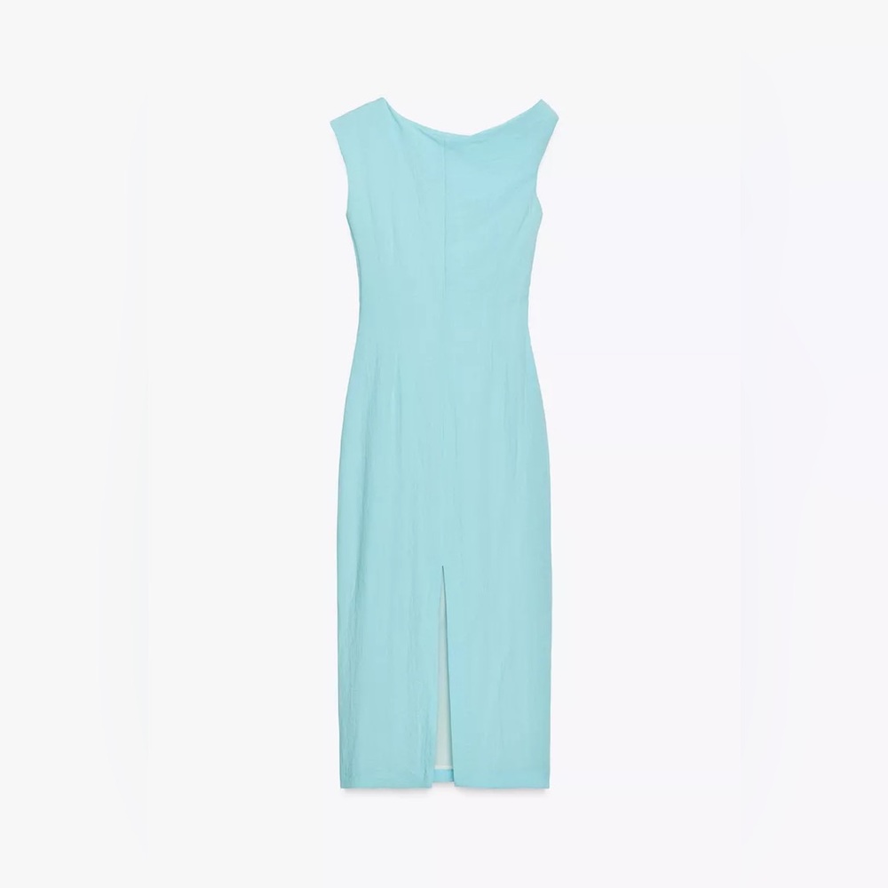 NWT ZARA ASYMMETRIC MIDI DRESS WITH APPLIQUÉ - Picture 7 of 9